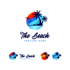 Beach Shield Logo Design Vector