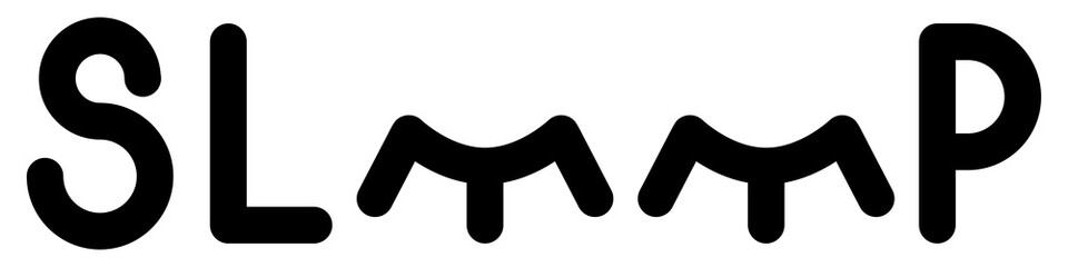 the word sleep with closed eyes instead of letters E. Vector illustration