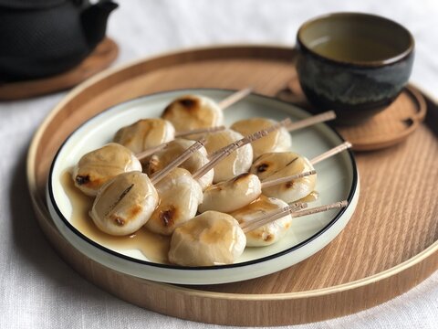 Janbo Mochi (Rice Cake with Sweet Soy Sauce) in Kagoshima Prefecture, Japan