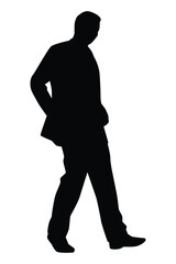 Walking businessman silhouette vector on white