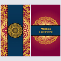 Background with golden mandalas, Round indian pattern, muslim pattern. vector Illustrator