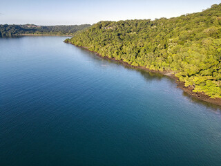 Tropical ocean landscape in Costa Rica with calm waters and blue ocean