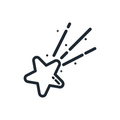shooting star. Outline style .Space science astronomy icon symbol. Vector Illustration.