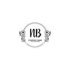 Initial NB Handwriting, Wedding Monogram Logo Design, Modern Minimalistic and Floral templates for Invitation cards