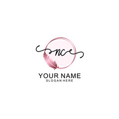 Initial NC Handwriting, Wedding Monogram Logo Design, Modern Minimalistic and Floral templates for Invitation cards