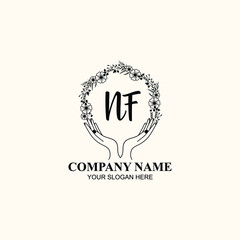 Initial NF Handwriting, Wedding Monogram Logo Design, Modern Minimalistic and Floral templates for Invitation cards