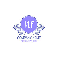 Initial NF Handwriting, Wedding Monogram Logo Design, Modern Minimalistic and Floral templates for Invitation cards