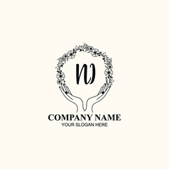 Initial NI Handwriting, Wedding Monogram Logo Design, Modern Minimalistic and Floral templates for Invitation cards