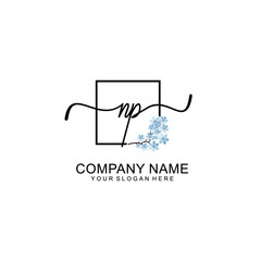 Initial NP Handwriting, Wedding Monogram Logo Design, Modern Minimalistic and Floral templates for Invitation cards