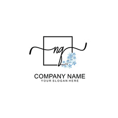 Initial NQ Handwriting, Wedding Monogram Logo Design, Modern Minimalistic and Floral templates for Invitation cards