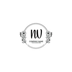 Initial NV Handwriting, Wedding Monogram Logo Design, Modern Minimalistic and Floral templates for Invitation cards