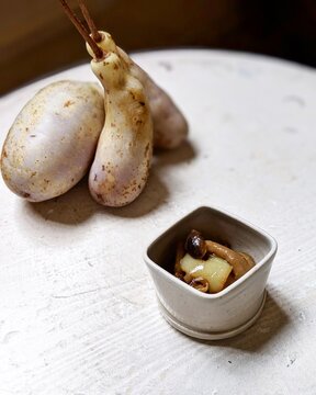 Fried Akebi and Mushroom with Miso, Japanese Food