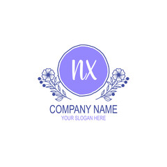 Initial NX Handwriting, Wedding Monogram Logo Design, Modern Minimalistic and Floral templates for Invitation cards