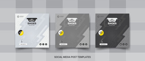Sports shoes social media post, square banner design for social media 

