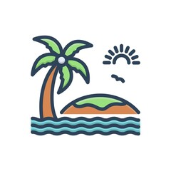 Fototapeta na wymiar Color illustration icon for island