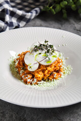 Tomato Risotto with Burrata and Pesto