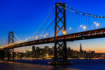 Bay Bridge and San Francisco at sunset