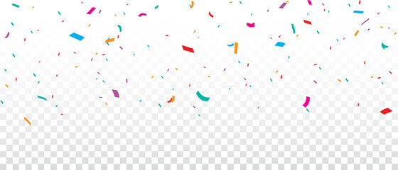 Colorful Confetti and celebrations ribbon isolated on transparent background