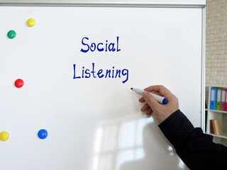 Financial concept about Social Listening with phrase on the sheet.