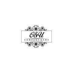 Initial OU Handwriting, Wedding Monogram Logo Design, Modern Minimalistic and Floral templates for Invitation cards
