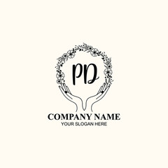 Initial PD Handwriting, Wedding Monogram Logo Design, Modern Minimalistic and Floral templates for Invitation cards