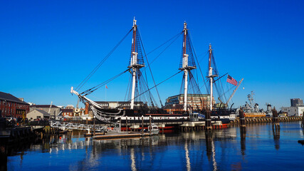 Fototapeta na wymiar beautiful Boat on ocean at Massachusetts bay , Boston, massachusetts,USA