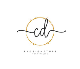 CD Initial letter handwriting and signature logo. A concept handwriting initial logo with template element.