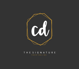 CD Initial letter handwriting and signature logo. A concept handwriting initial logo with template element.