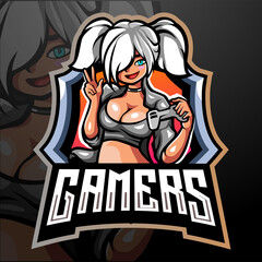 Gamer girls mascot. esport logo design