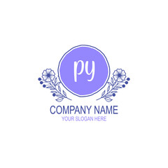 Initial PY Handwriting, Wedding Monogram Logo Design, Modern Minimalistic and Floral templates for Invitation cards