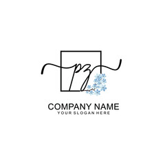 Initial PZ Handwriting, Wedding Monogram Logo Design, Modern Minimalistic and Floral templates for Invitation cards