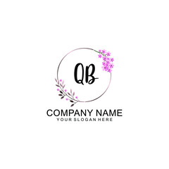 Initial QB Handwriting, Wedding Monogram Logo Design, Modern Minimalistic and Floral templates for Invitation cards