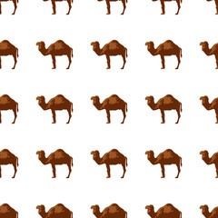 Seamless pattern with camel silhouette on white background, vector illustration