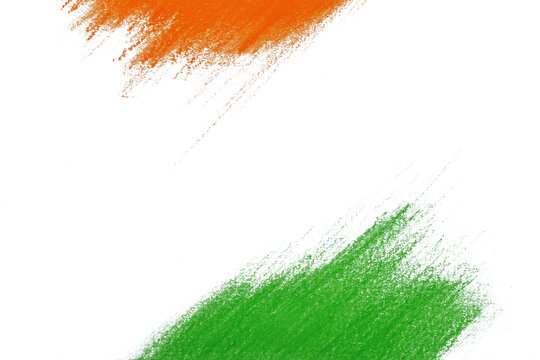 Flag of India oil pastel crayon brush stroke, independence day background concept