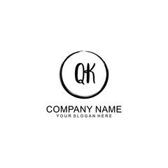 Initial QK Handwriting, Wedding Monogram Logo Design, Modern Minimalistic and Floral templates for Invitation cards