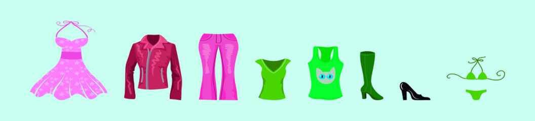 set of women wear cartoon icon design template with various models. vector illustration isolated on background