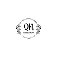 Initial QN Handwriting, Wedding Monogram Logo Design, Modern Minimalistic and Floral templates for Invitation cards
