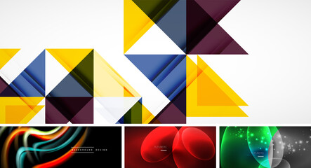 Set of beautiful minimal design geometric abstract backgrounds. Vector illustration for covers, banners, flyers and posters and other designs