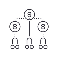 Mlm marketing icon, linear isolated illustration, thin line vector, web design sign, outline concept symbol with editable stroke on white background.