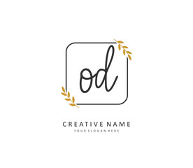 OD Initial letter handwriting and signature logo. A concept handwriting initial logo with template element.