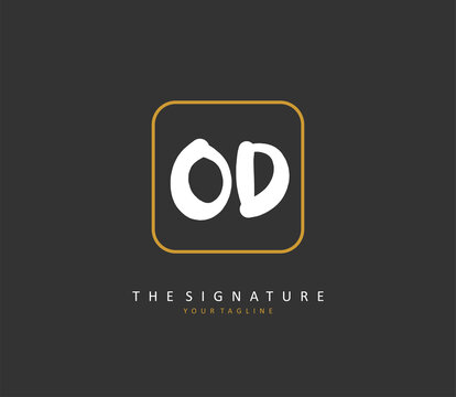 OD Initial letter handwriting and signature logo. A concept handwriting initial logo with template element.