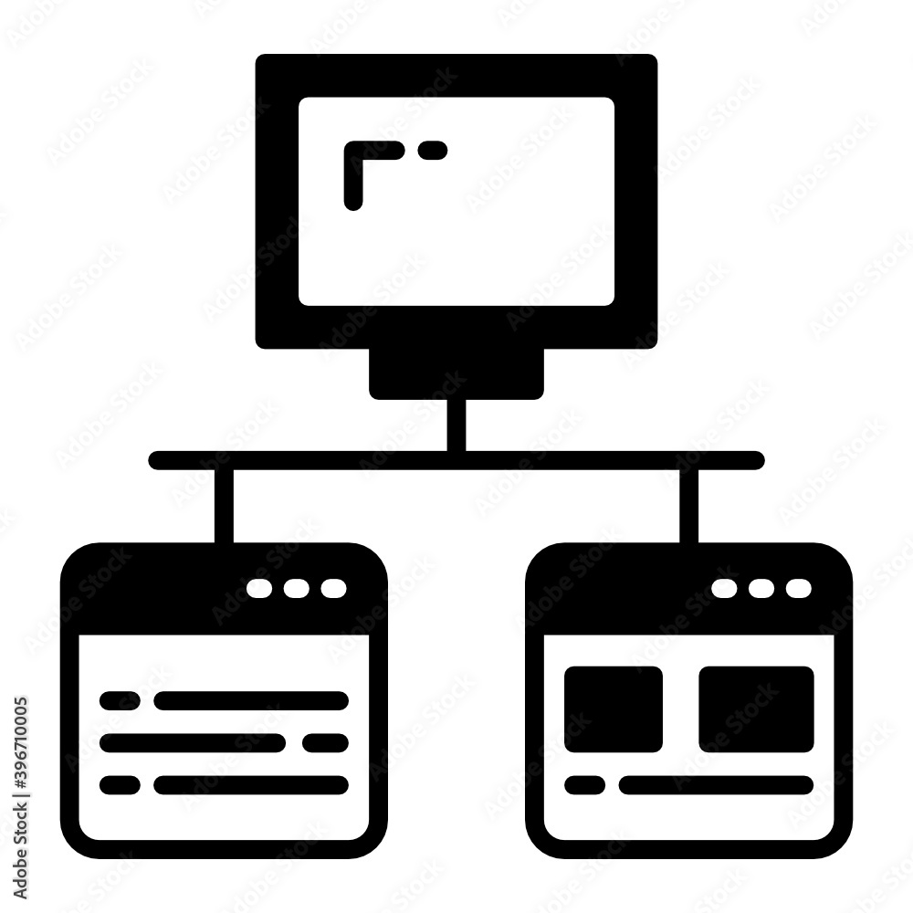 Poster website indexing concept, deep link seo digital marketing vector glyph icon design, cloud computing 
