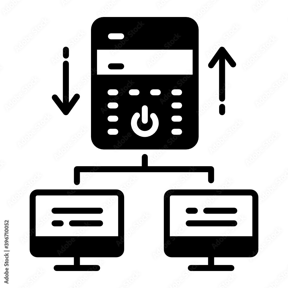 Poster pre-built virtual machines concept, desktop sharing vector glyph icon design, cloud computing and in