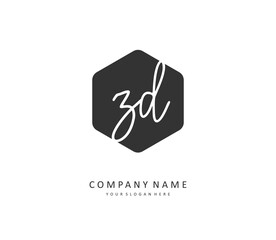 ZD Initial letter handwriting and signature logo. A concept handwriting initial logo with template element.