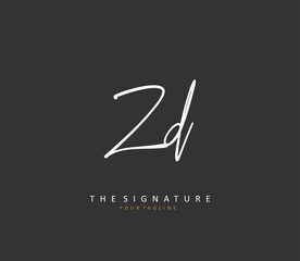 ZD Initial letter handwriting and signature logo. A concept handwriting initial logo with template element.