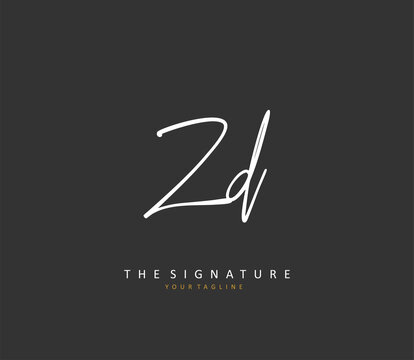 ZD Initial letter handwriting and signature logo. A concept handwriting initial logo with template element.