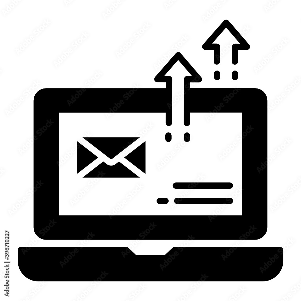 Poster email send all sign concept, email burst at once vector glyph icon design, cloud computing and inter