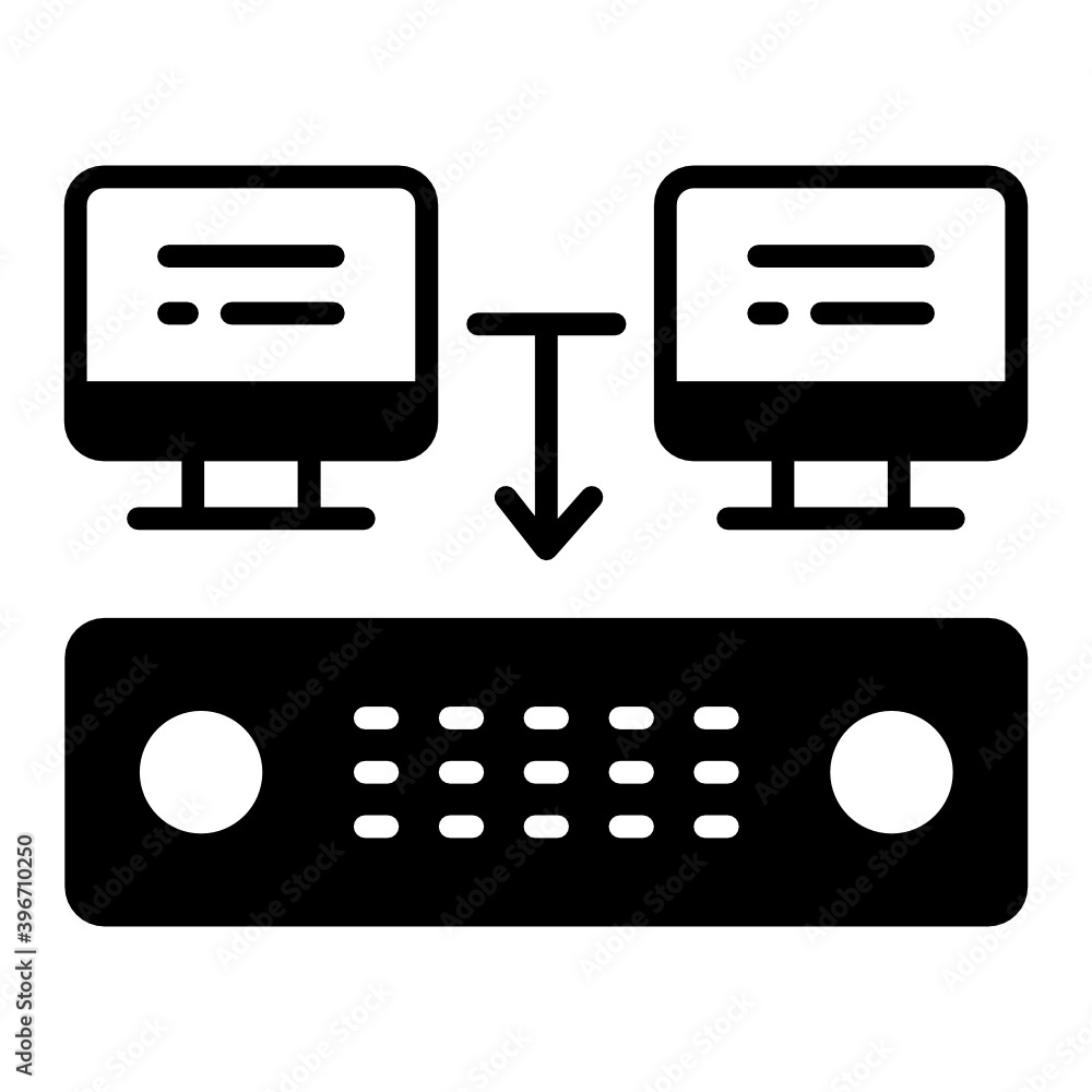 Aufkleber virtual dedicated server vector glyph icon design, cloud computing and internet hosting services sym