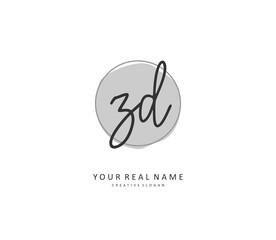 ZD Initial letter handwriting and signature logo. A concept handwriting initial logo with template element.