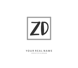 ZD Initial letter handwriting and signature logo. A concept handwriting initial logo with template element.